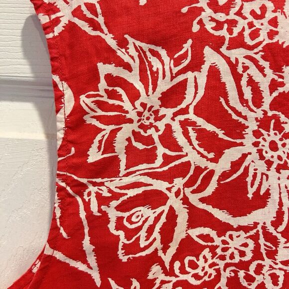 Orvis Pink White Floral 100% Linen Sleeveless Button Down Vest Top Size XL‎ - Picture 8 of 8